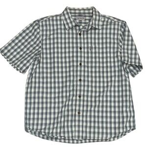 Carhartt Mens Button Up Short Sleeve‎ Relaxed Fit Shirt Mens XL Plaid Green Blue